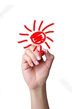 Hand draw the cartoon sun