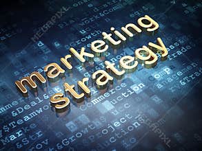 Advertising concept: Golden Marketing Strategy on digital background