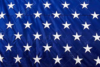American Flag Closeup White Stars Blue Background