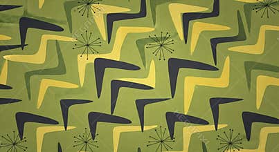Retro Mid Century Modern Boomerang Pattern Seamless Background