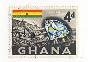 Ghana stamp w/diamond and mine