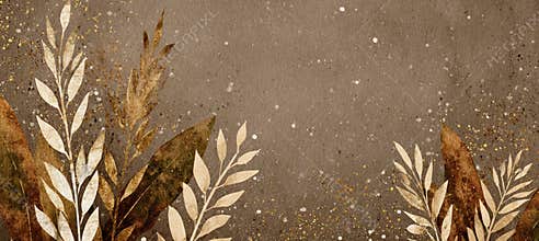 Elegant Thanksgiving Card with Abstract Golden Wheat and Leaf Patterns