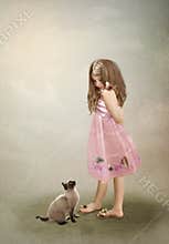 The girl and the cat