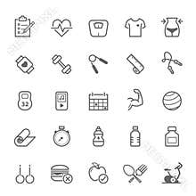 Set of Outline stroke Fitness icon