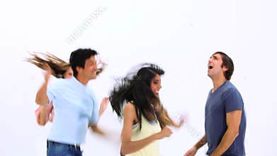 Happy young people dancing