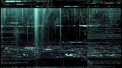 Rapid Digital Data Corruption Overlay Video Featuring Vertical Teal Streaks And Pixel Sorting Artifacts