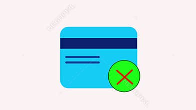 Design showing a credit card and cancel symbol, ideal for illustrating card rejection, blocked payments, or unsuccessful online