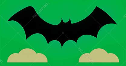 Bat icon appearing at center as tan mounds emerging at corners forming emblem on transparent canvas