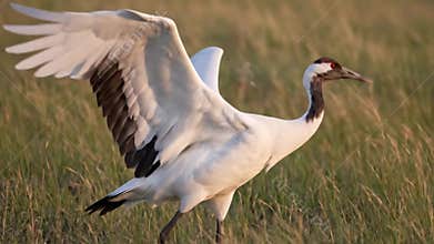 Kalmykia: Demoiselle Crane on Feather-Grass Steppe