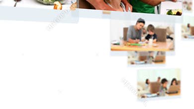 Montage of lovely families having great times together