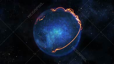 Blue Earth turning with orange connections