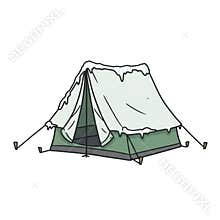 Illustration of Snowy Tent for Winter Camping Adventure on White Background