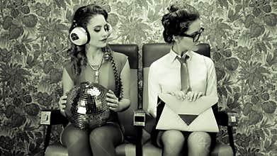 Disco woman filmed twice club dancer