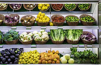Fruits and vegetables on a supermarket