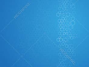 Hexagonal outline abstract blue background