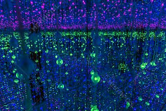 Magical LED light installation starry sky scene inside Xinjiekou Star Art Museum,Nanjing