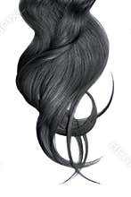 Lush black hair isolated on white background