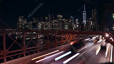 New York Brooklyn Bridge Evening Traffic