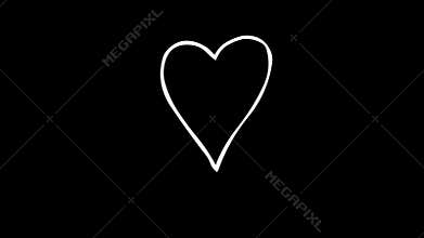 Hand draw a digital painting of hearts on white background. Doodle cartoon footage. Footage included green screen and luma matte