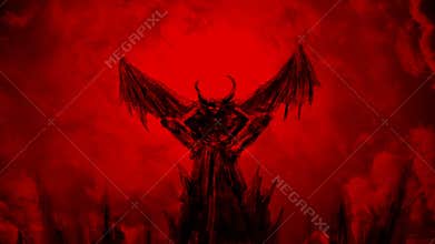 Demon spreads its wings and flies up