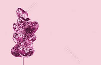 Heart balloons isolated on pink background minimal style