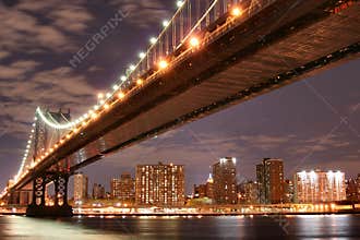 Manhattan Bridge At Night