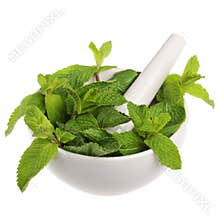 Mortar with mint