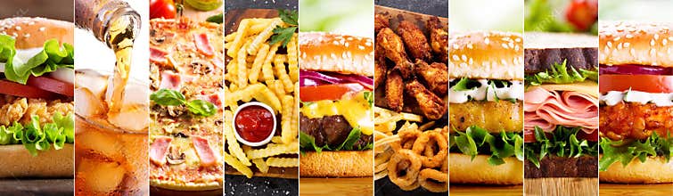 Collage of various fast food products
