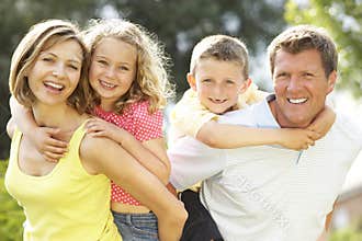 Family having fun in countryside