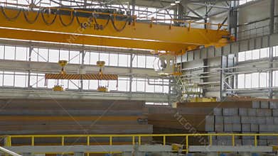 Close up of a factory overhead crane