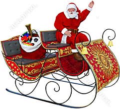 Santa Claus Sleigh, Toys, Isolated