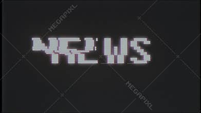 Pixel NEWS word on computer old tv glitch interference noise screen animation seamless loop - New quality universal