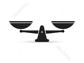 Scale vector icon of weight or justice scales