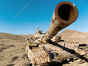 Military tank in the desert
