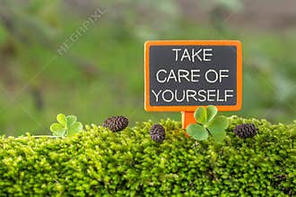Take care of yourself on small blackboard