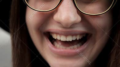 Young girl posing on camera. Changing facial expressions