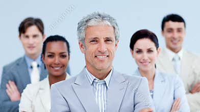 Smiling business team showing ethnic diversity
