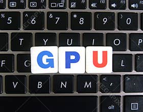 Abbreviation GPU on keyboard background