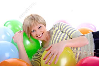Happy smiling girl with balloons