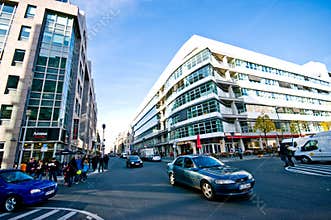 Berlin Germany modern buildings with traffic
