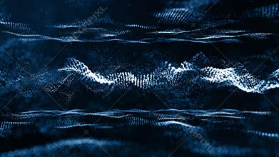 Abstract digital blue wave futuristic artificial intelligence AI particles
