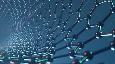 Nanotechnology like scientific background. Hexagonal nanotubes. Graphene atom nanostructure, carbon nanotubes, durable