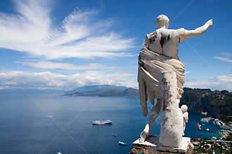 Bay of Capri Italy with Ceasar Statue