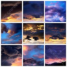 Sunset clouds collage