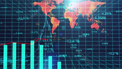 Computer generated presentation of global market review, statistical analysis
