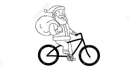 Santa Claus Riding Bicycle Drawing 2D Animation