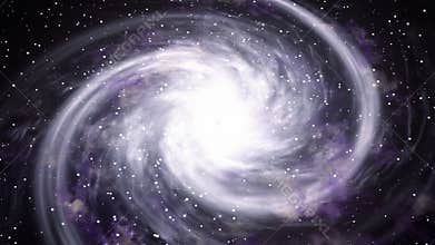 Rotating spiral galaxy deep space exploration. Space background.