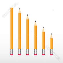 Yellow wooden pencils. Classic yellow vector pencil set.