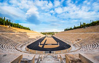 Panathenaic stadium in Athens, Greece hosted the first modern Olympic Games in 1896, also known as Kalimarmaro.