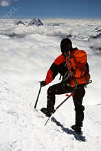 Mountaineer in caucasus mountains